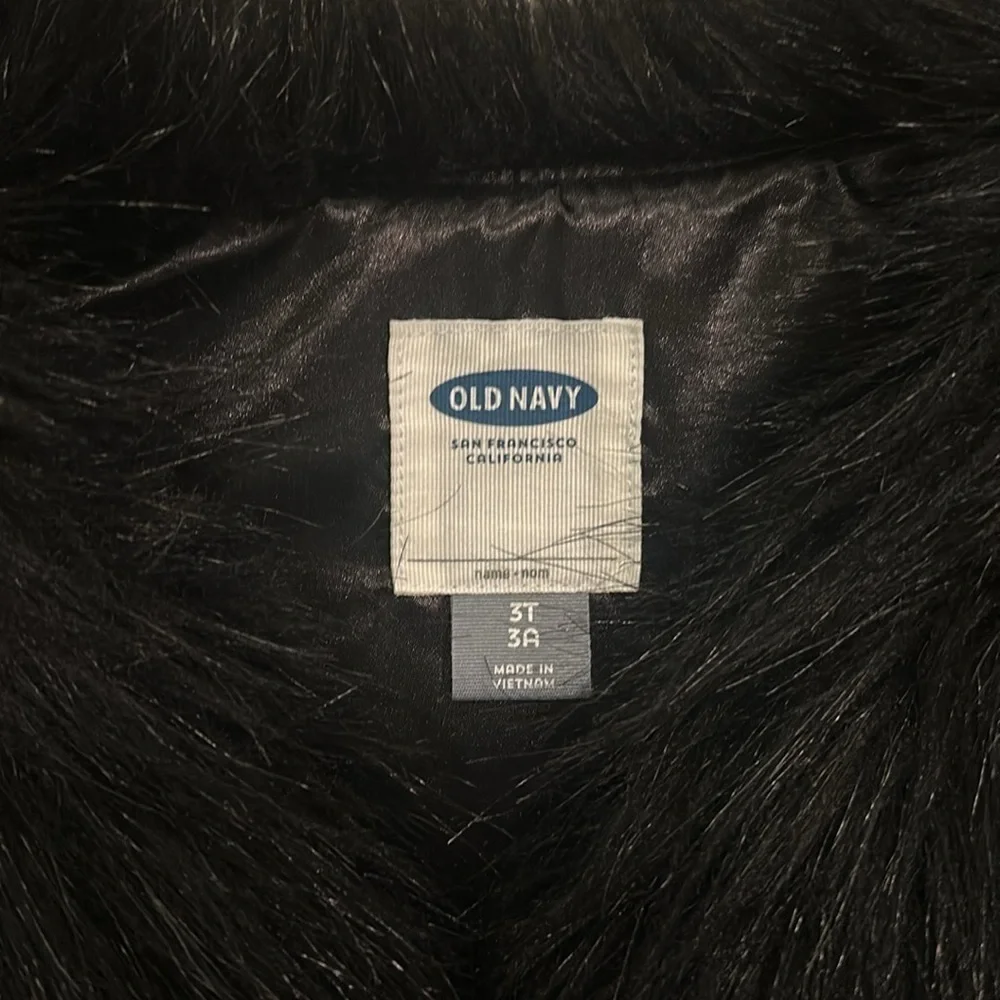 Faux Fur Black Vest Girls Old Navy Size 3T